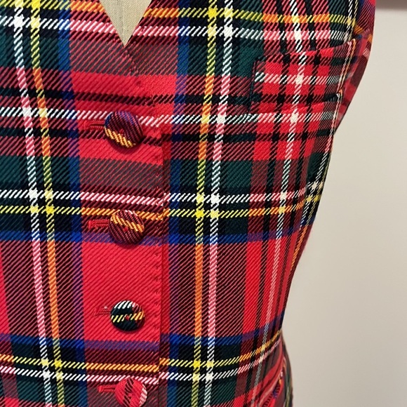 Moschino Red Tartan Plaid Wool Vest - Picture 4 of 12